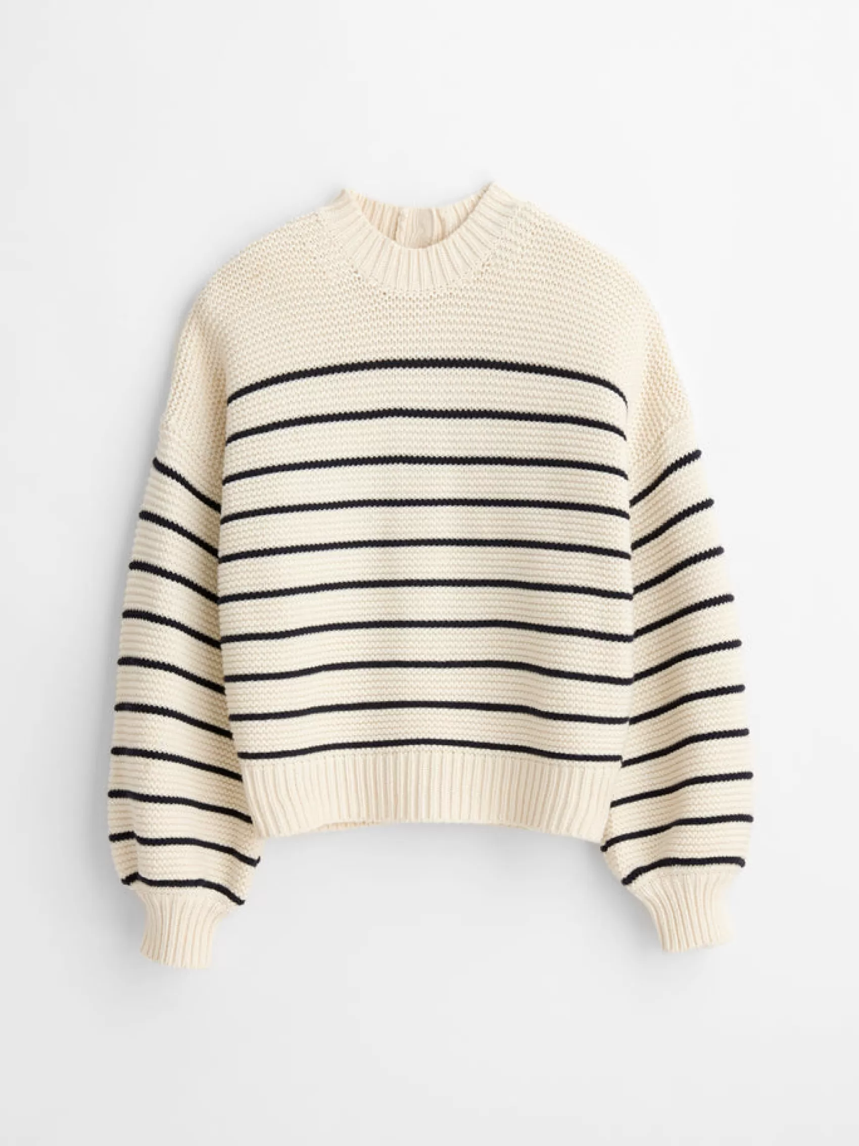 Button-Back Crewneck Sweater In Stripe*Alex Mill Sale