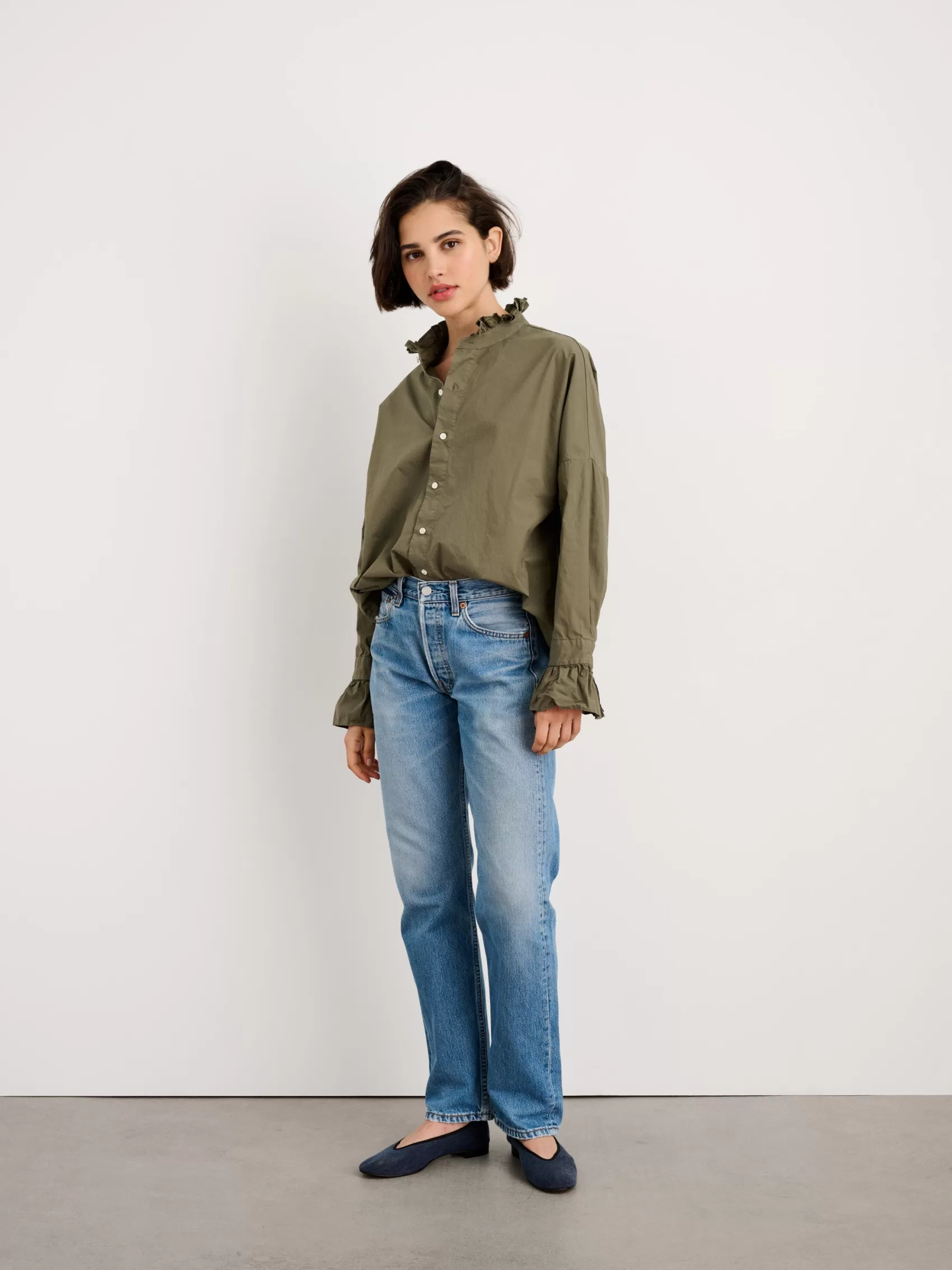 Easy Ruffle Shirt In Paper Poplin*Alex Mill Cheap