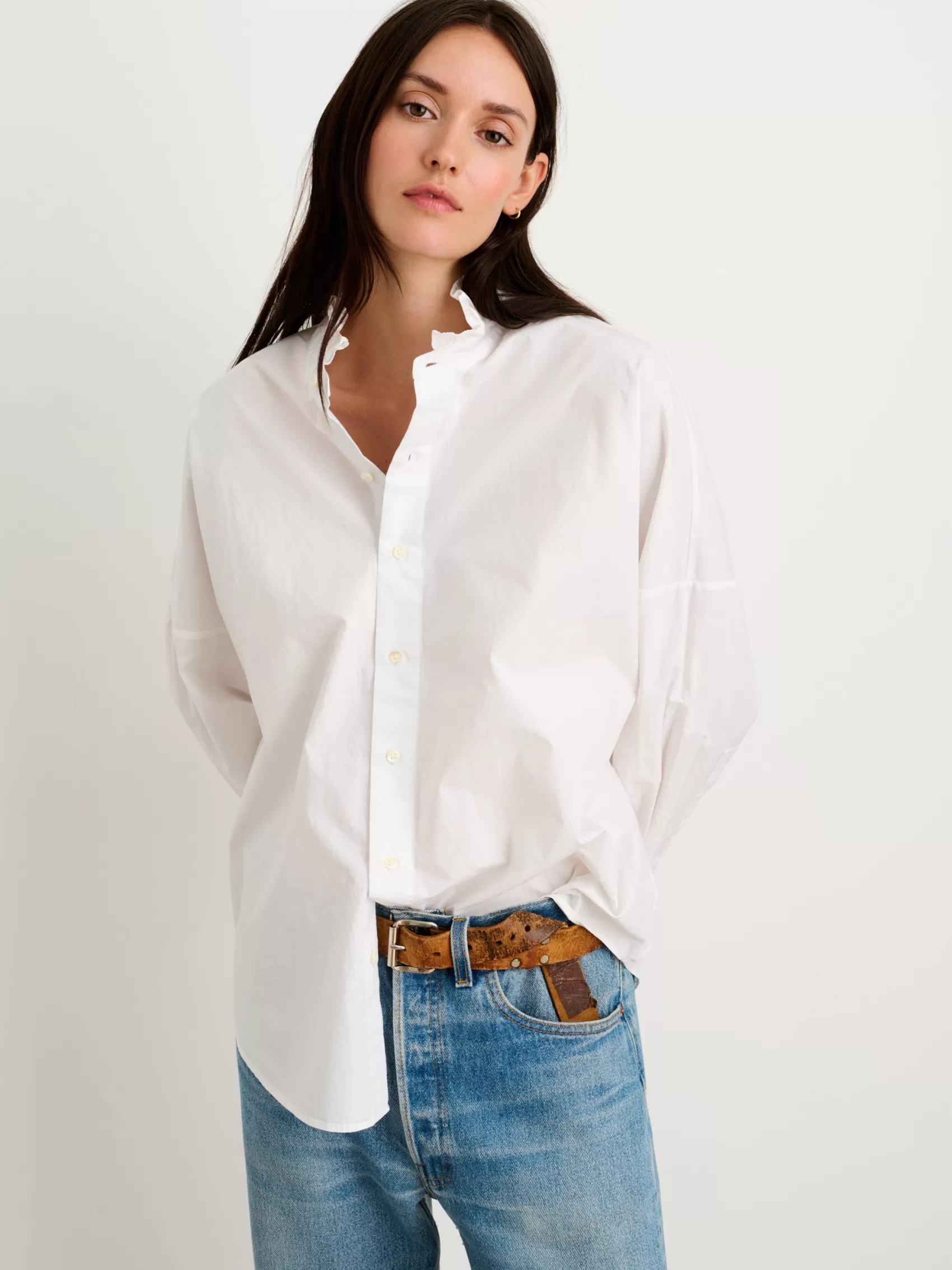 Easy Ruffle Shirt In Paper Poplin*Alex Mill Discount