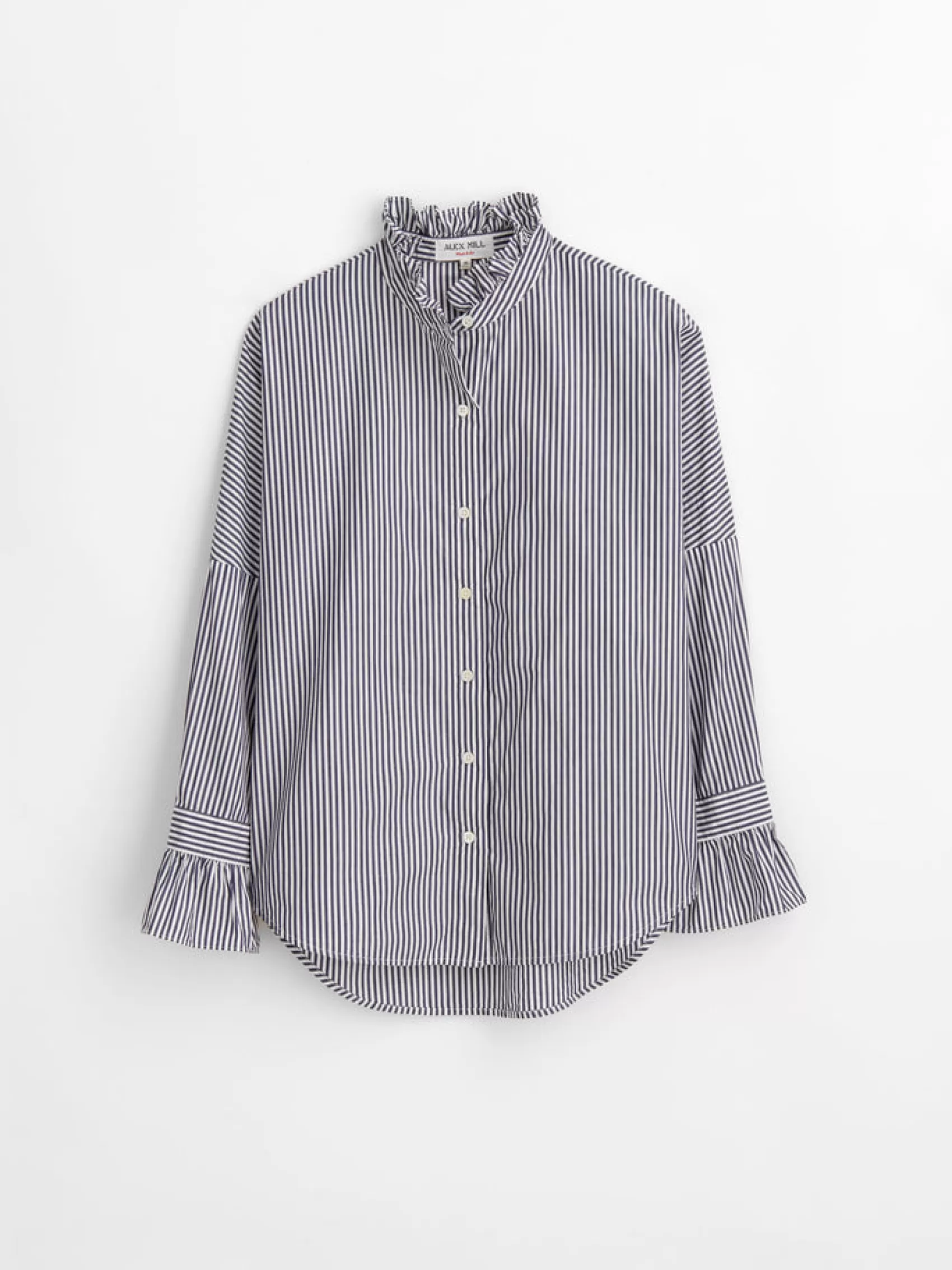 Easy Ruffle Shirt In Skinny Stripe*Alex Mill Cheap