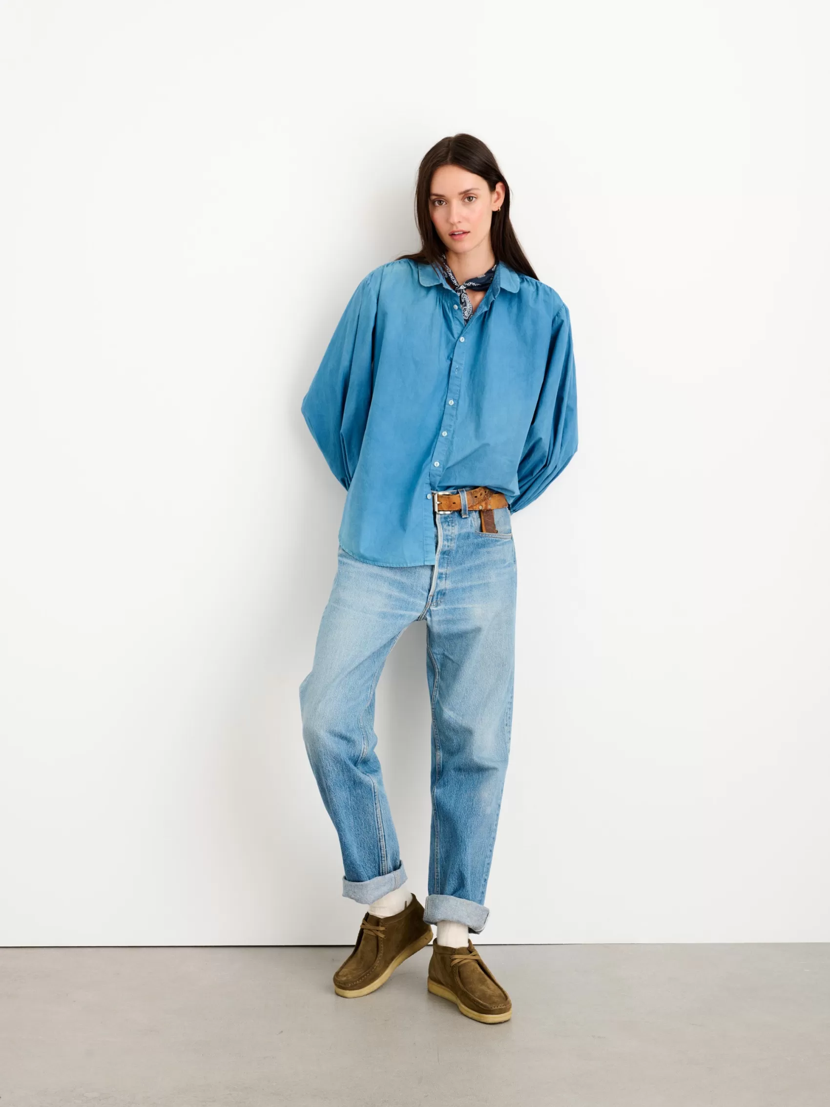 Indigo Dyed Kit Shirt In Paper Poplin*Alex Mill Sale