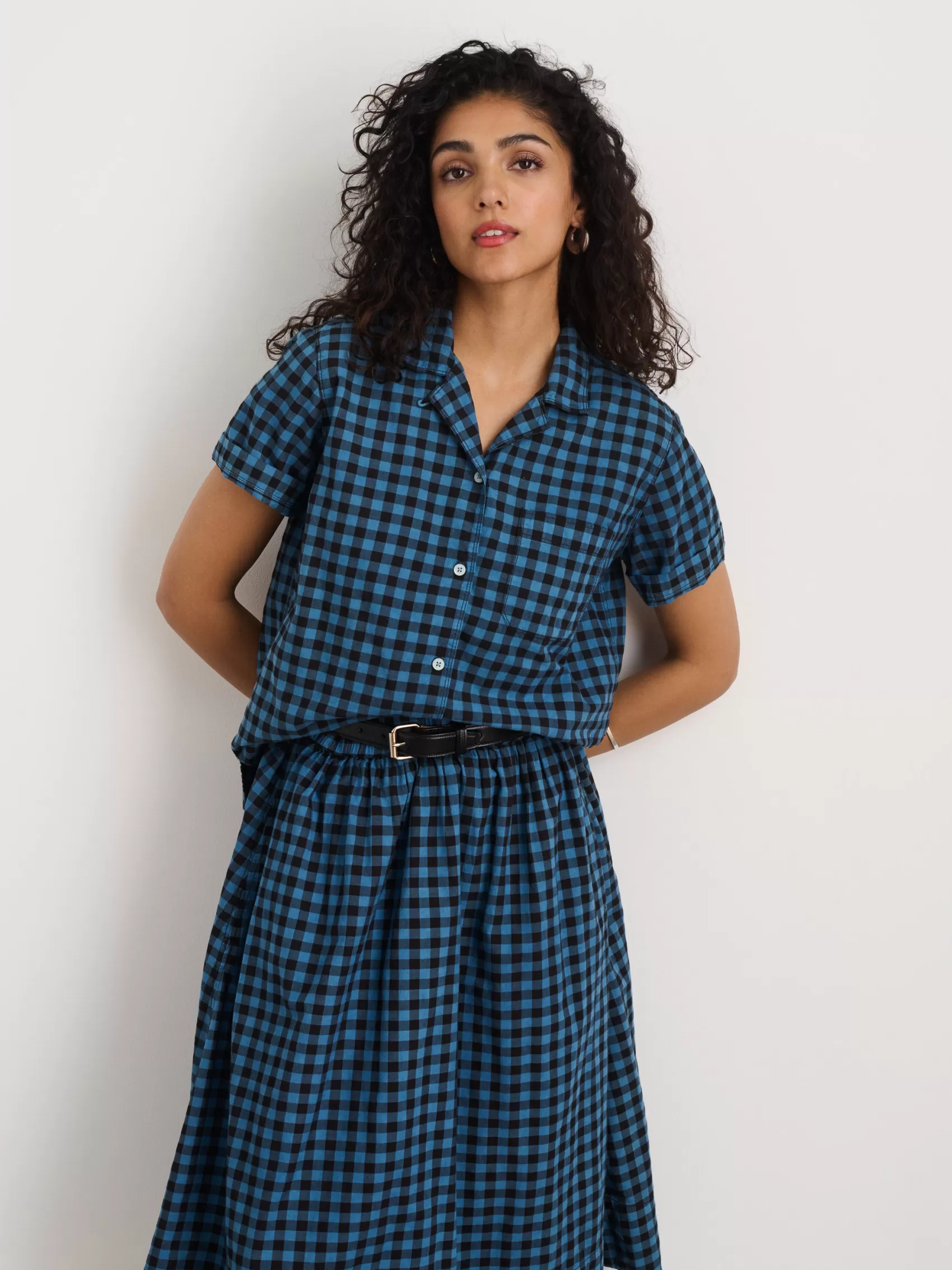 Indigo Dyed Maddie Camp Shirt In Gingham*Alex Mill Clearance