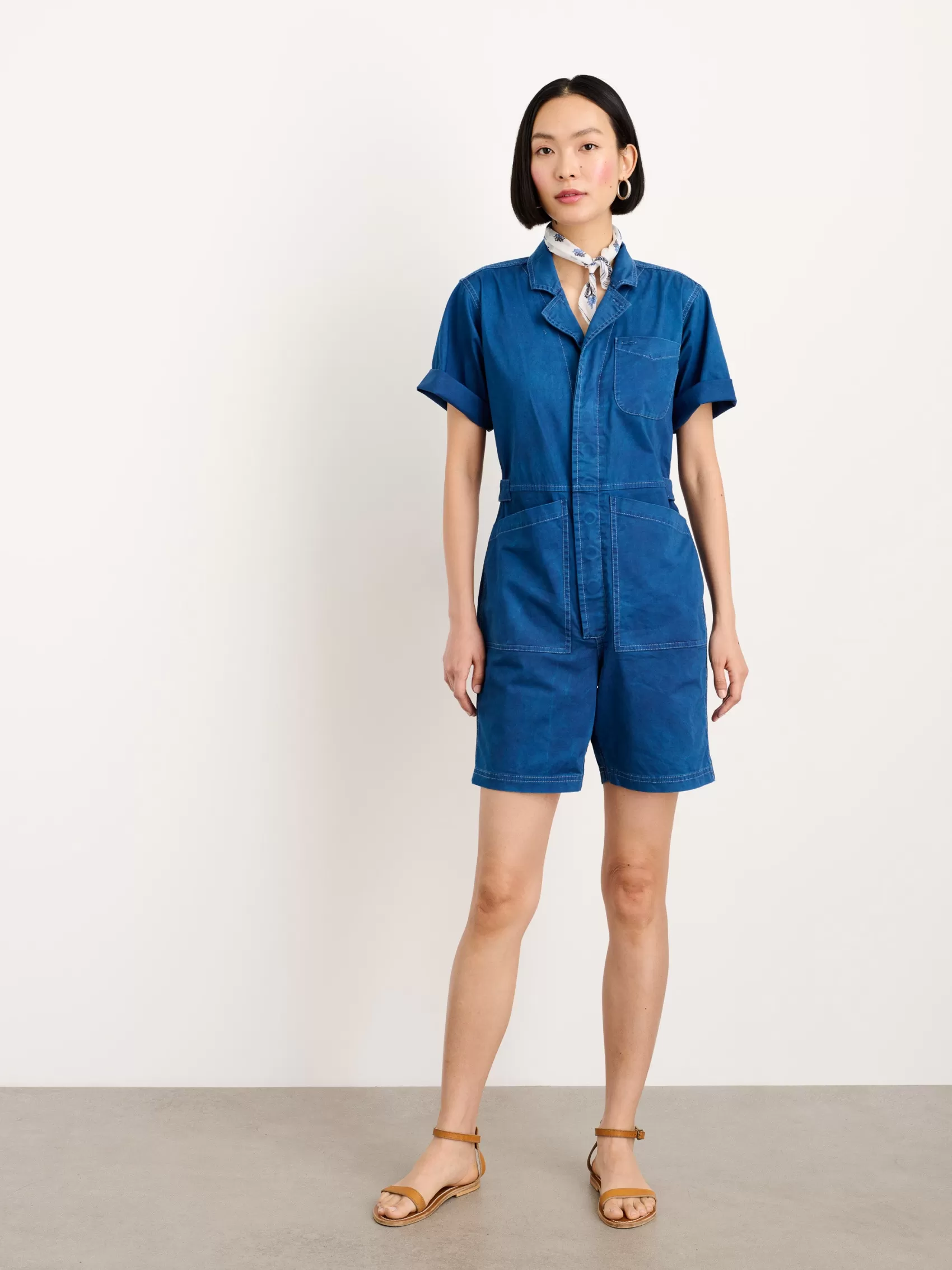 Indigo Dyed Standard Short Jumpsuit In Cotton Twill*Alex Mill Flash Sale