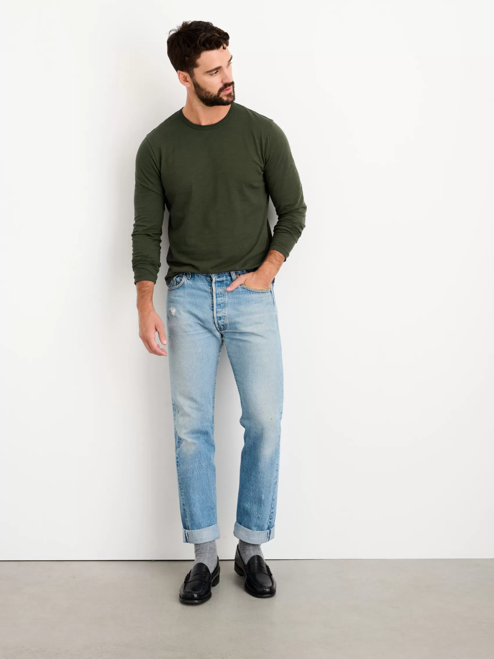 Standard Long Sleeve T-Shirt In Slub Cotton*Alex Mill Best Sale